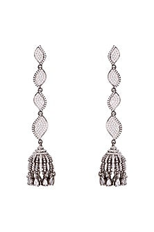 Black Rhodium Finish Diamond Jhumka Earrings