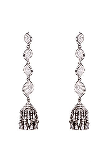 Black Rhodium Finish Diamond Jhumka Earrings