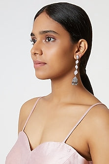 Black Rhodium Finish Diamond Jhumka Earrings