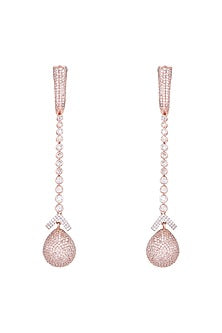 Rose Gold Finish Long Dangler Earrings