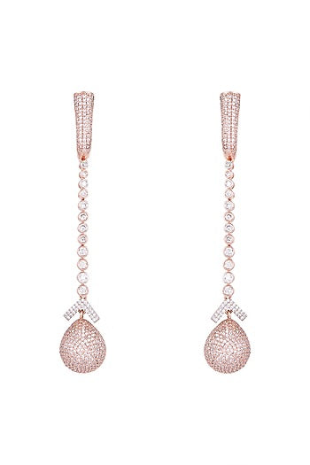 Rose Gold Finish Long Dangler Earrings
