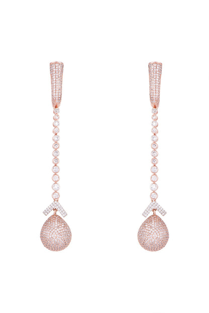 Rose Gold Finish Long Dangler Earrings