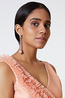 Rose Gold Finish Long Dangler Earrings