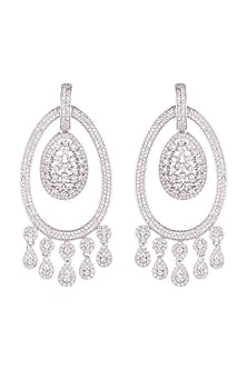 White Finish Diamond Chandbali Earrings