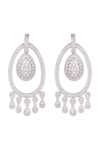 White Finish Diamond Chandbali Earrings