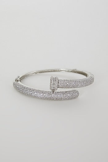 White Finish Diamond Cuff Bracelet