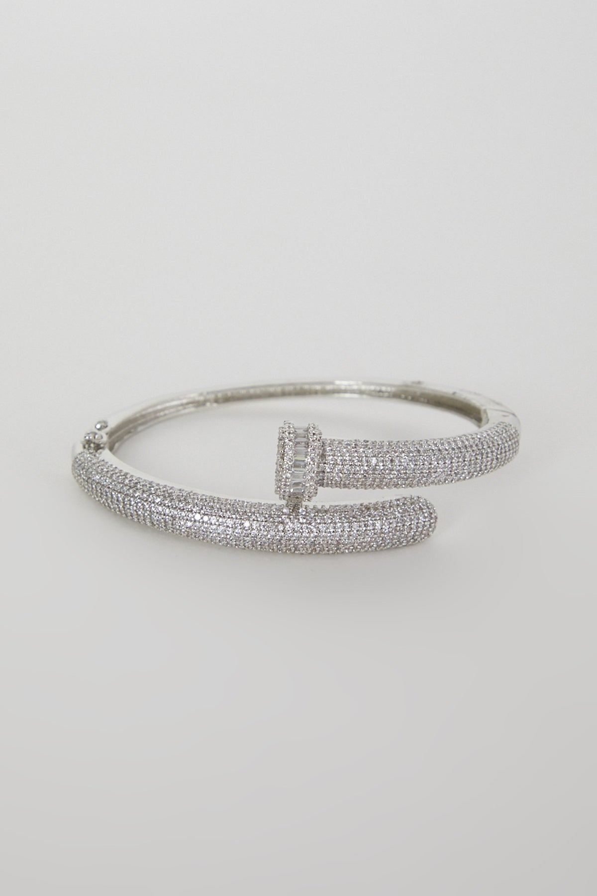 White Finish Diamond Cuff Bracelet