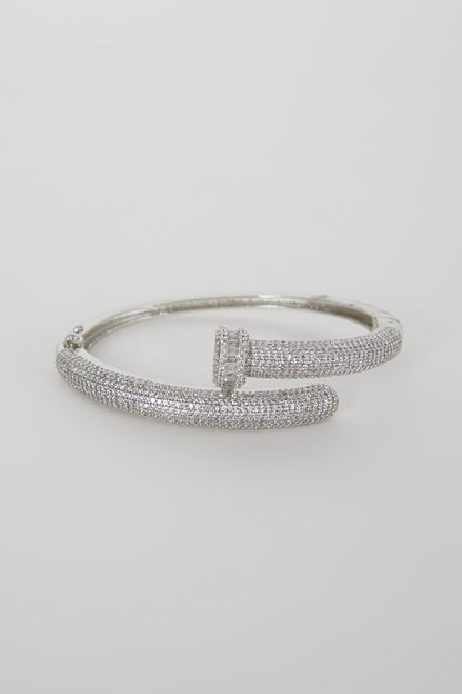 White Finish Diamond Cuff Bracelet