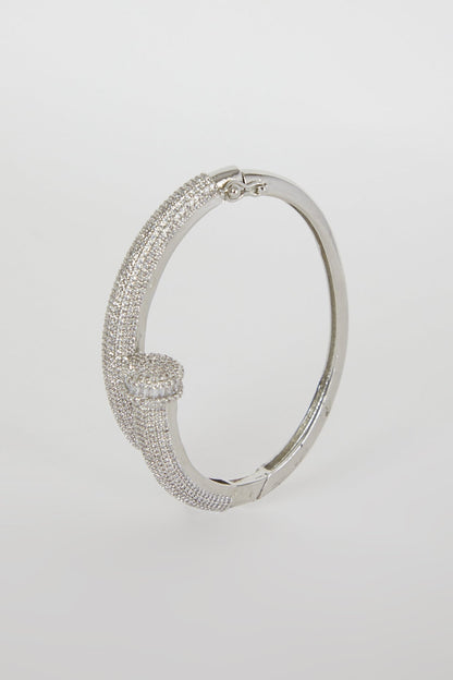 White Finish Diamond Cuff Bracelet