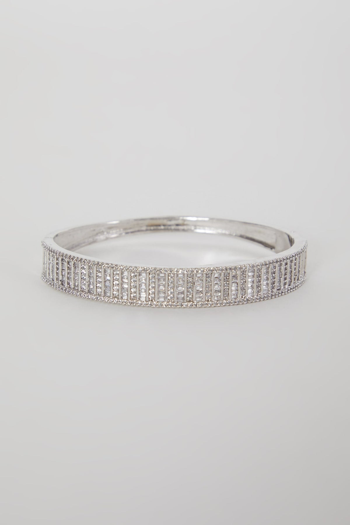 White Finish Bracelet With Faux Diamond