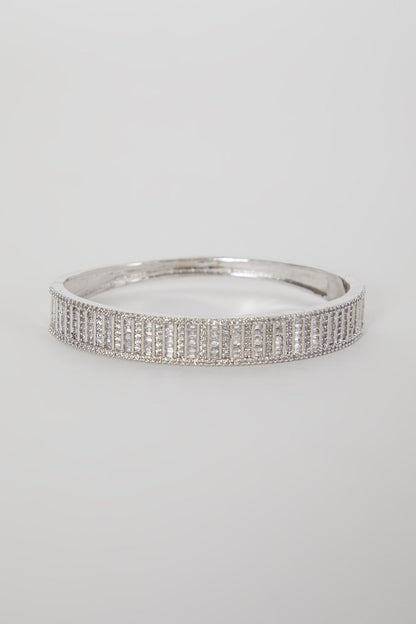 White Finish Bracelet With Faux Diamond