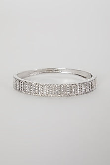 White Finish Bracelet With Faux Diamond