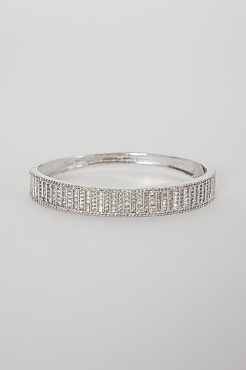 White Finish Bracelet With Faux Diamond