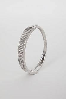 White Finish Bracelet With Faux Diamond