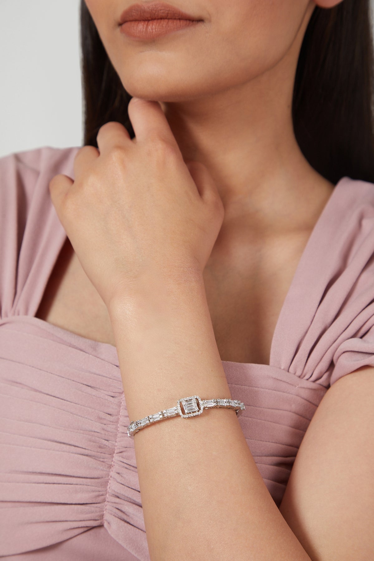 White Finish Diamond Bangle