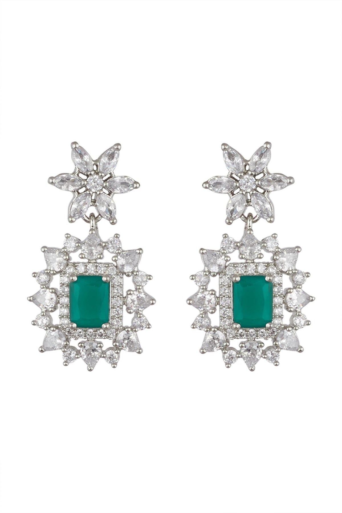 Gold Finish Zircon Stud Earrings