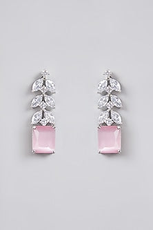 White Finish Zircon & Pink Stone Necklace Set