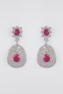 White Finish Faux Diamond Earrings