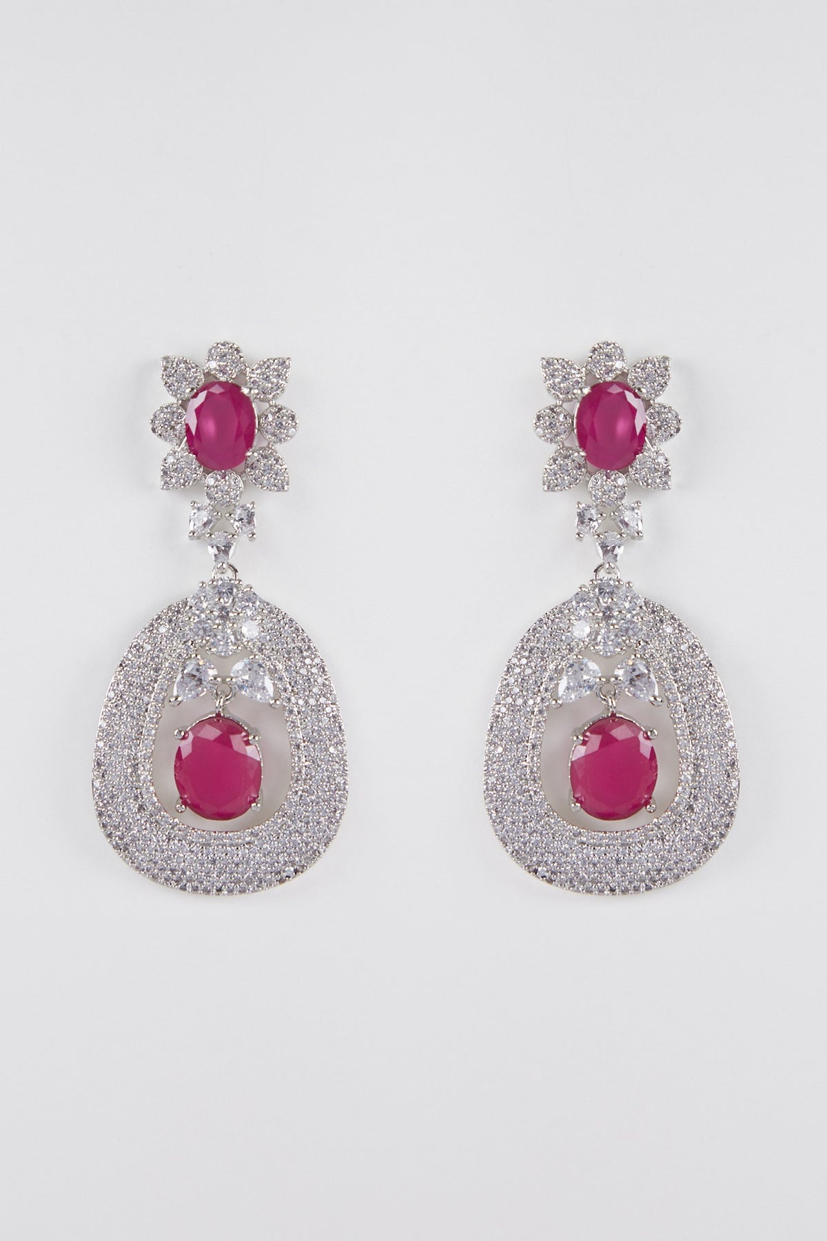 White Finish Faux Diamond Earrings