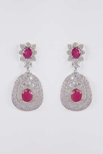 White Finish Faux Diamond Earrings