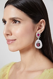 White Finish Faux Diamond Earrings