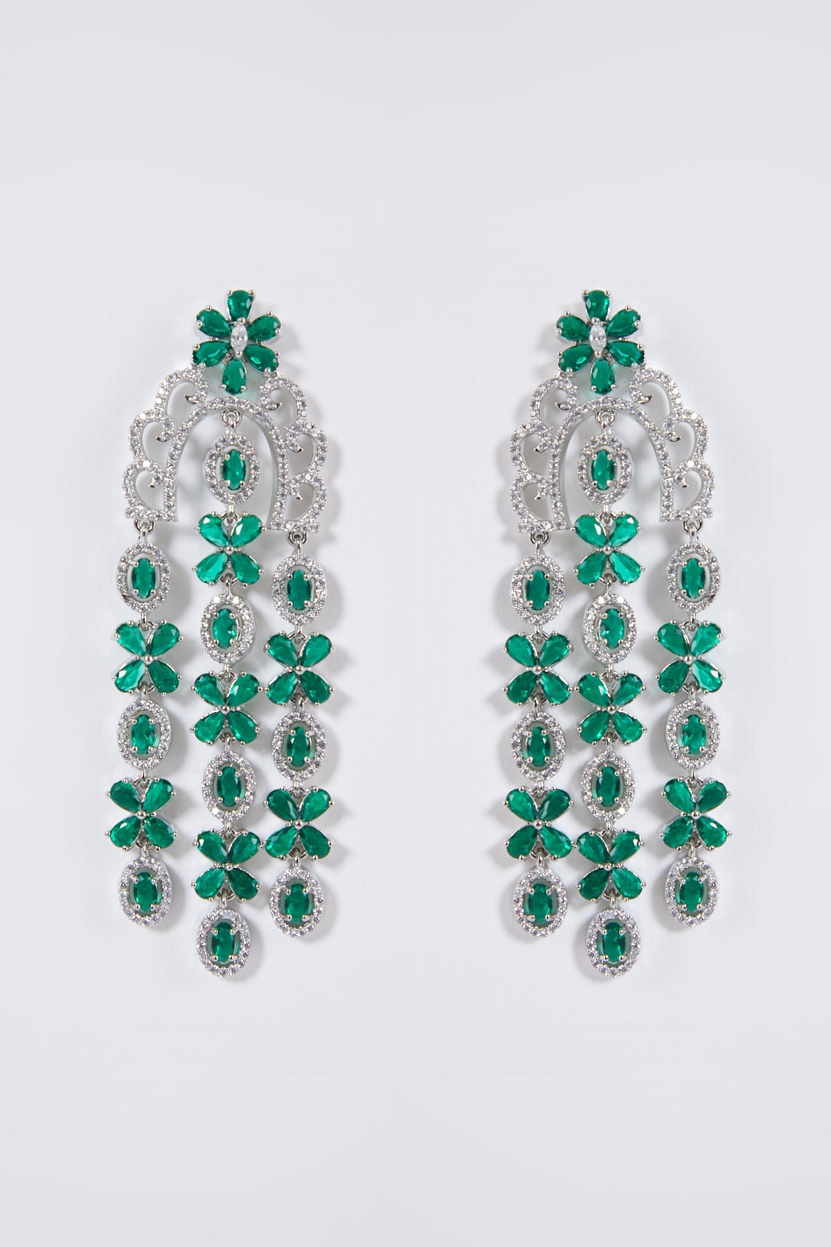 White Finish Diamond Dangler Earrings