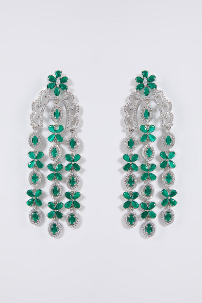 White Finish Diamond Dangler Earrings