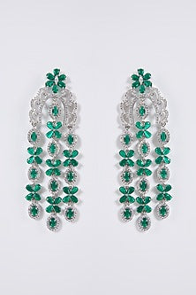 White Finish Diamond Dangler Earrings