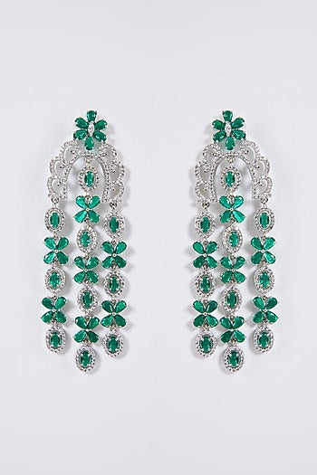 White Finish Diamond Dangler Earrings