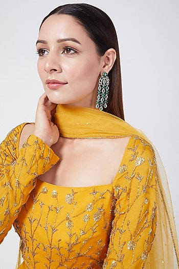 White Finish Diamond Dangler Earrings