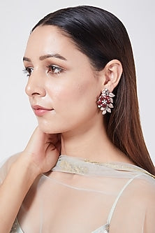 Black Rhodium Finish Diamond & Pearl Earrings
