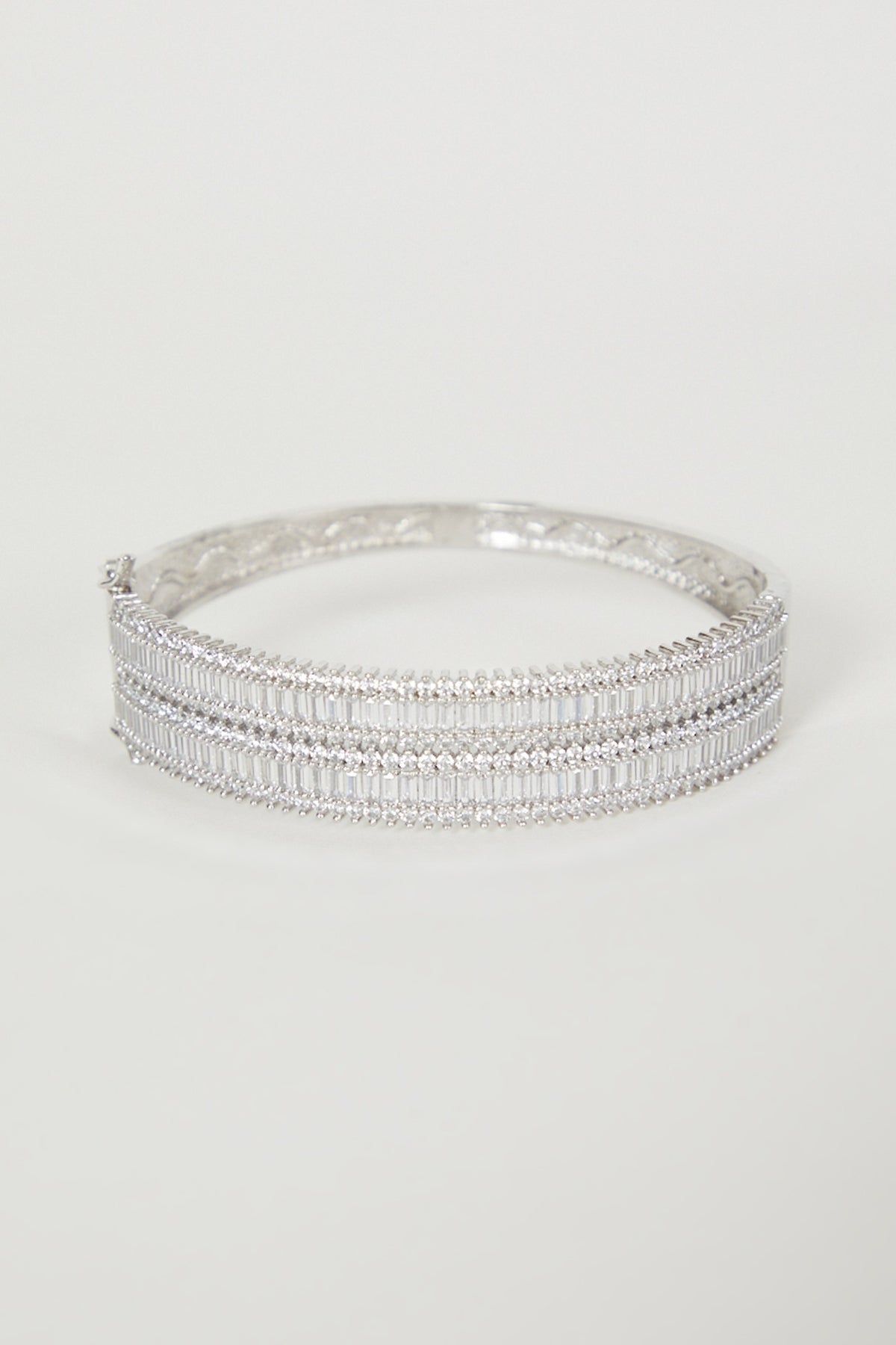 White Finish Bangle With Diamond