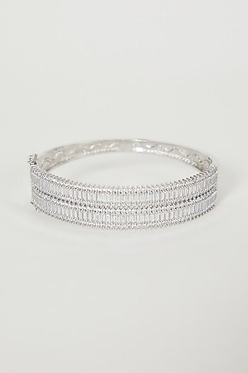 White Finish Bangle With Diamond