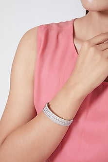 White Finish Bangle With Diamond
