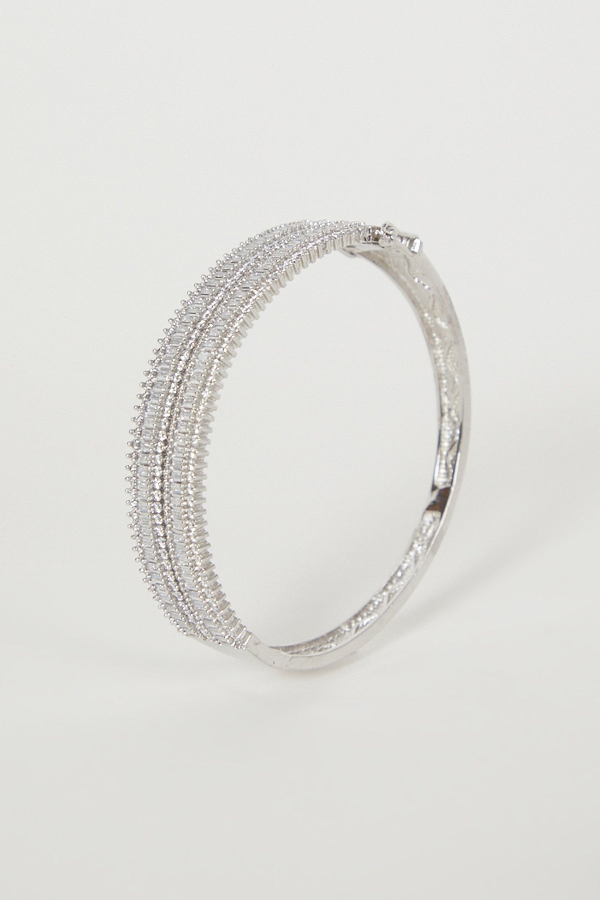 White Finish Bangle With Diamond