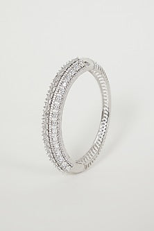 White Finish Bangle With Faux Diamond