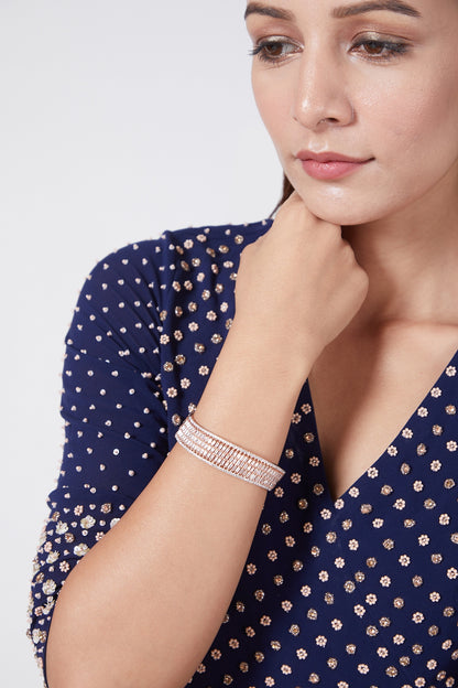 Rose Gold Finish Bangle With Diamonds