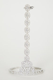 White Finish Faux Diamond Hand Harness