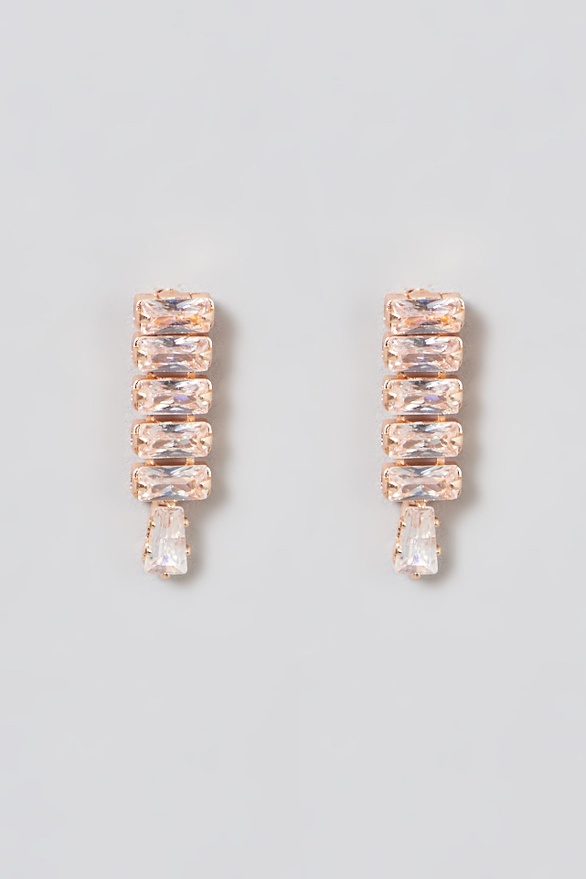 Rose Gold Finish Choker Necklace Set With Faux Diamonds