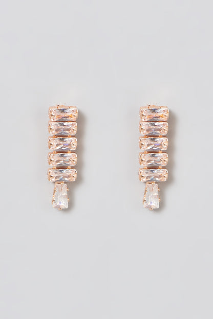 Rose Gold Finish Choker Necklace Set With Faux Diamonds