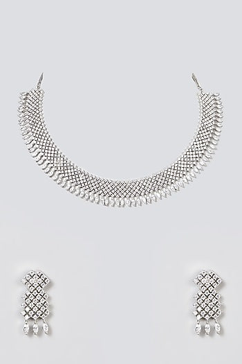 White Finish Zircon Necklace Set