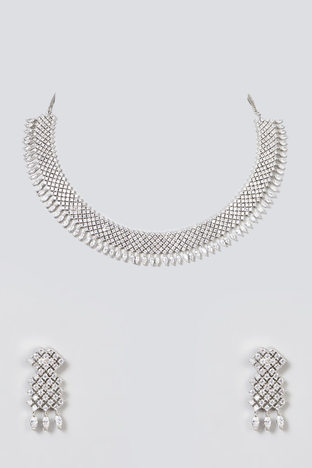 White Finish Zircon Necklace Set