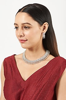 White Finish Zircon Necklace Set