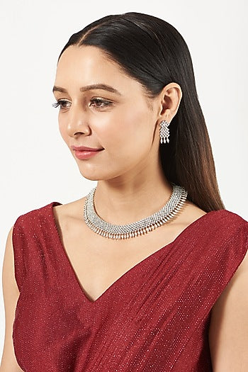 White Finish Zircon Necklace Set