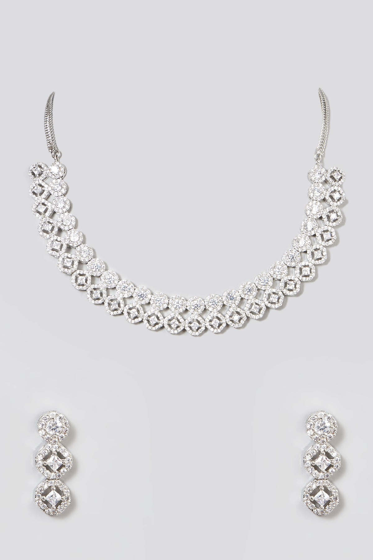 White Finish Zircon Necklace Set