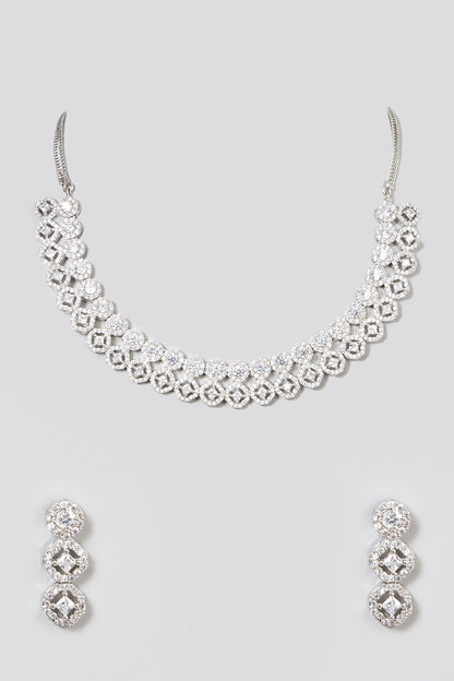 White Finish Zircon Necklace Set