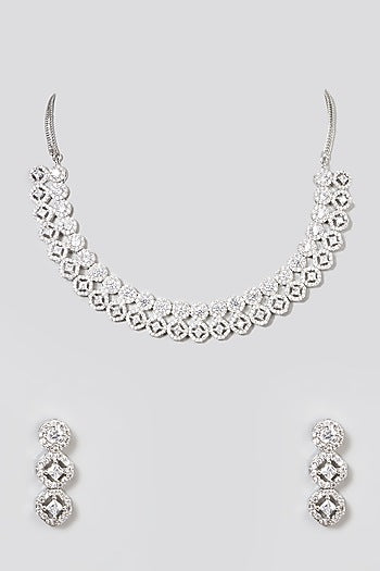 White Finish Zircon Necklace Set