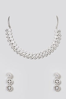 White Finish Zircon Necklace Set
