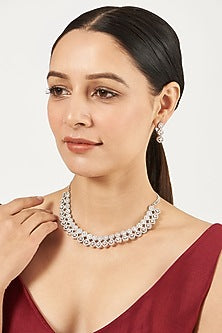 White Finish Zircon Necklace Set