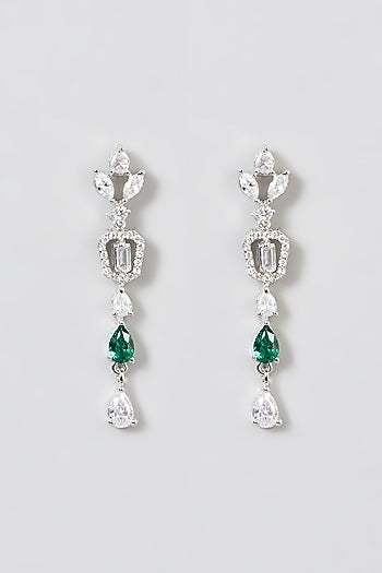 White Finish Green Zircon Necklace Set